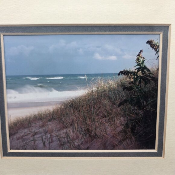 Vintage Framed Matted Ocean Beach Nature Scene Seascape Photograph - Picture 3 of 11